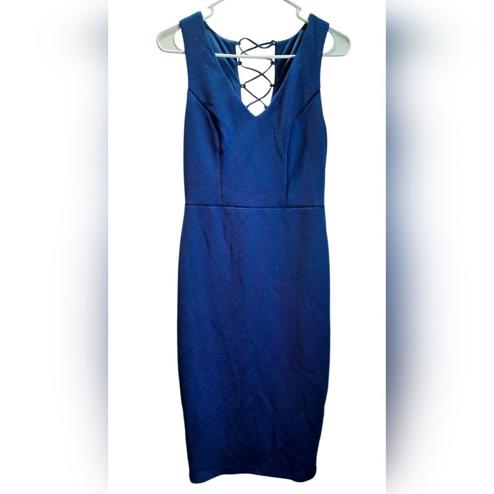 Premier Amour Dress Womans 4 Blue Sleeveless Sheath Bodycon Formal Party